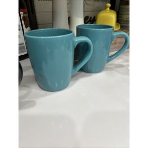 Royal Norfolk Turquoise Stoneware Coffee Mugs Dinnerware Cups New Set Of 2